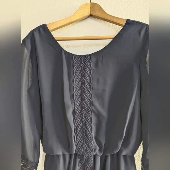 3/4 sleeve chiffon dress - Picture 5 of 6